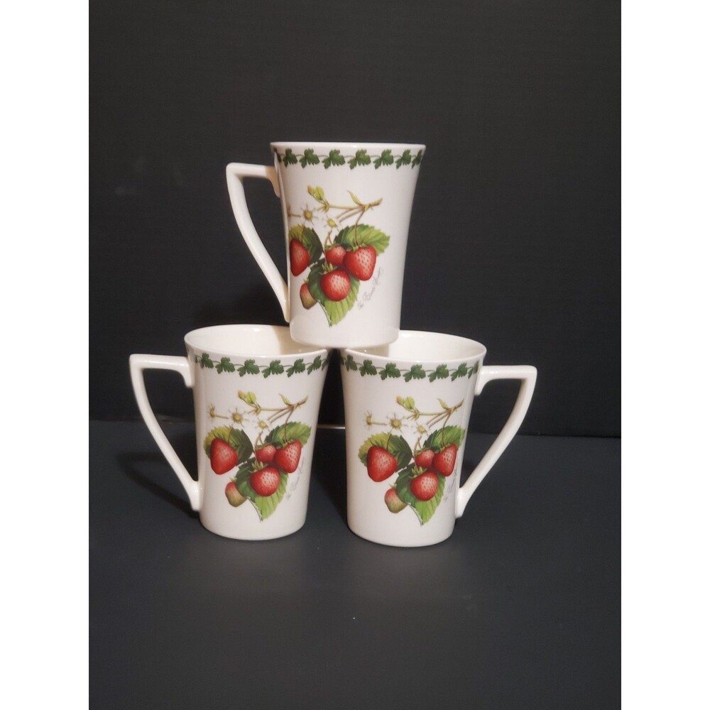 Portmeirion Strawberry Fair Mandarin Mug Coffee Cups Lot Of 3 Berries EUC Vtg